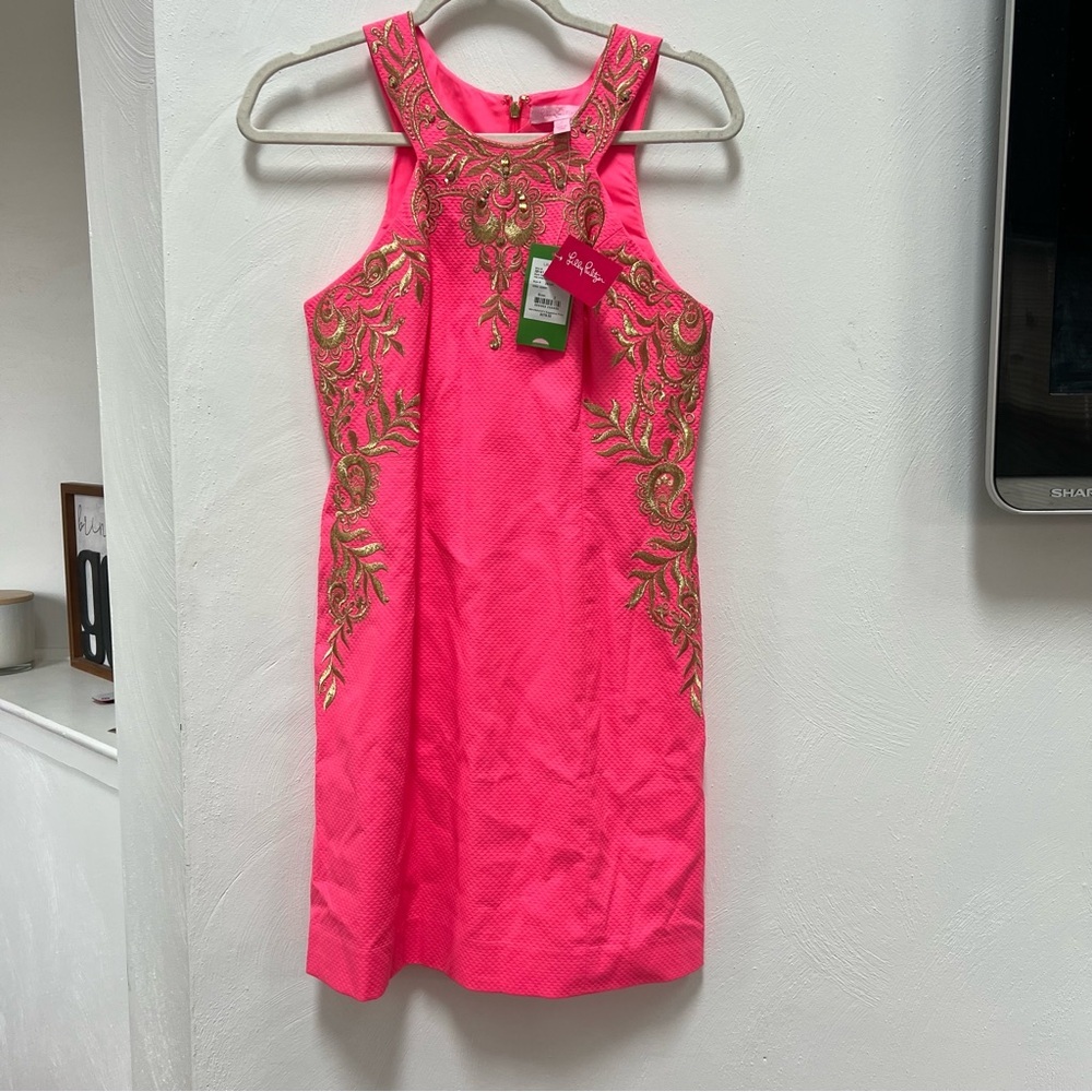 Lily Pulitzer Tina Stretch Shift Dress Size 2 NWT Bright Pink